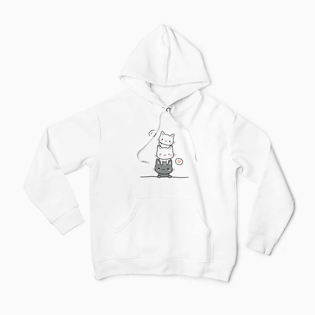 Kids Cute Stacked Cats Hoodie — Adorable Cartoon Kitten Pullover for Children