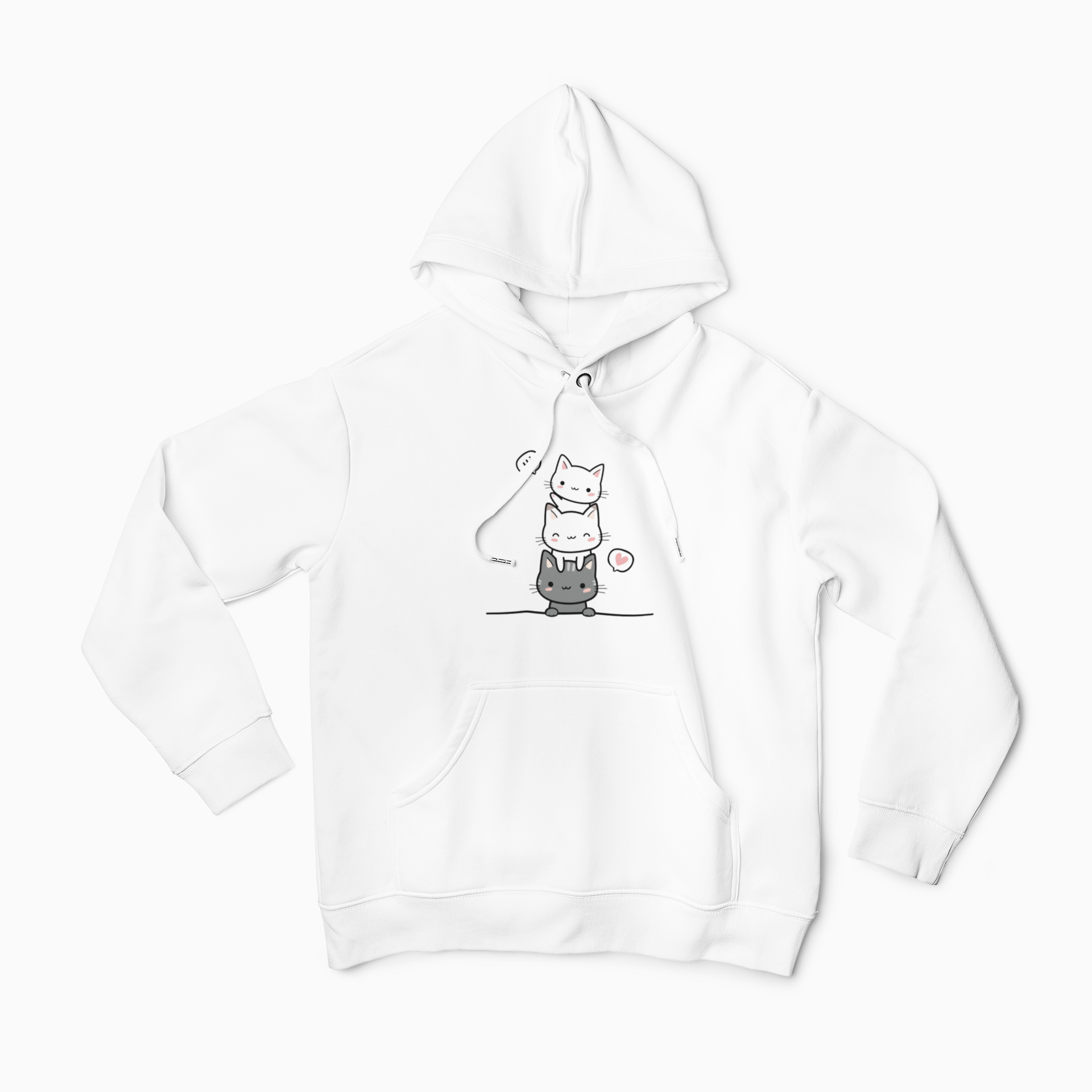 Kids Cute Stacked Cats Hoodie — Adorable Cartoon Kitten Pullover for Children