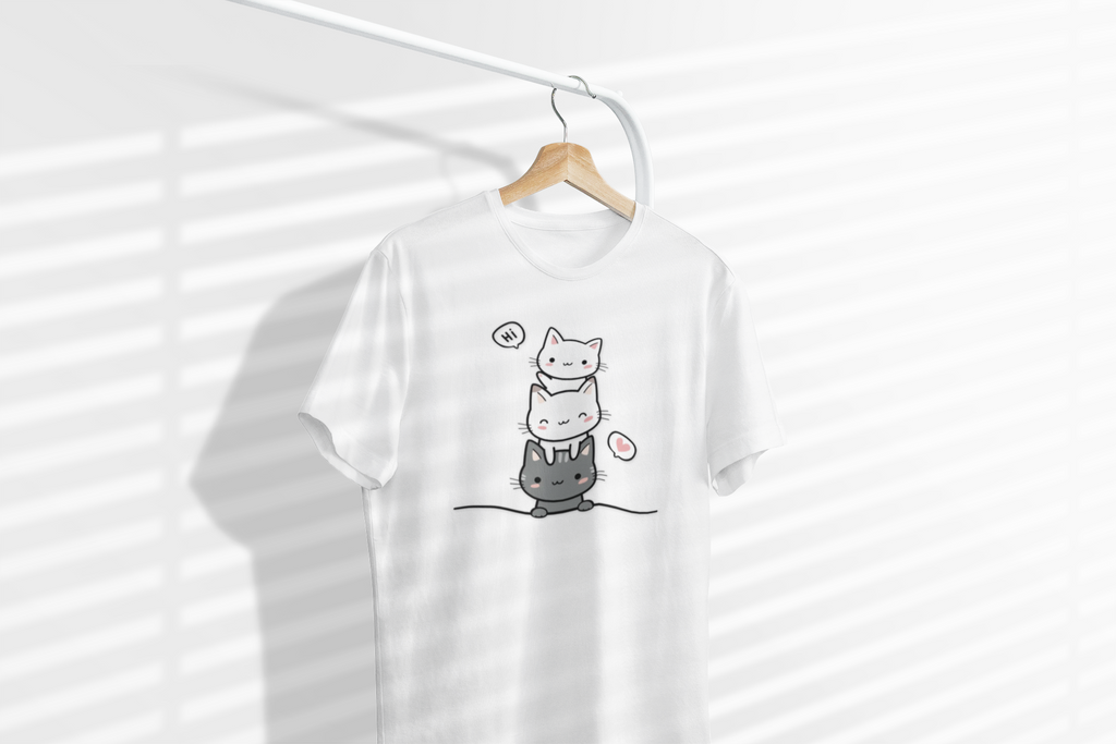 Cute Stacked Cats T-Shirt — Kawaii Cat Tower Tee