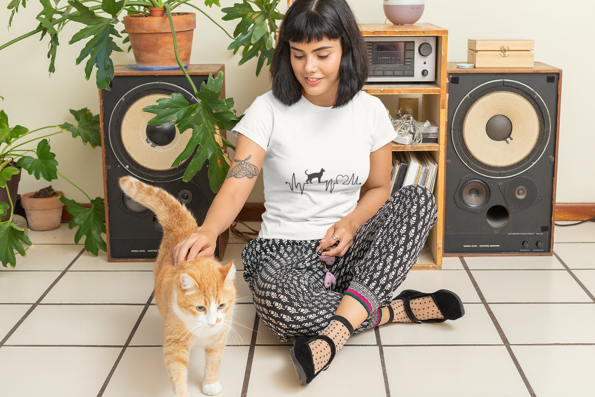 Cat Heartbeat T-Shirt — Minimal Cat ECG Design for Cat Lovers