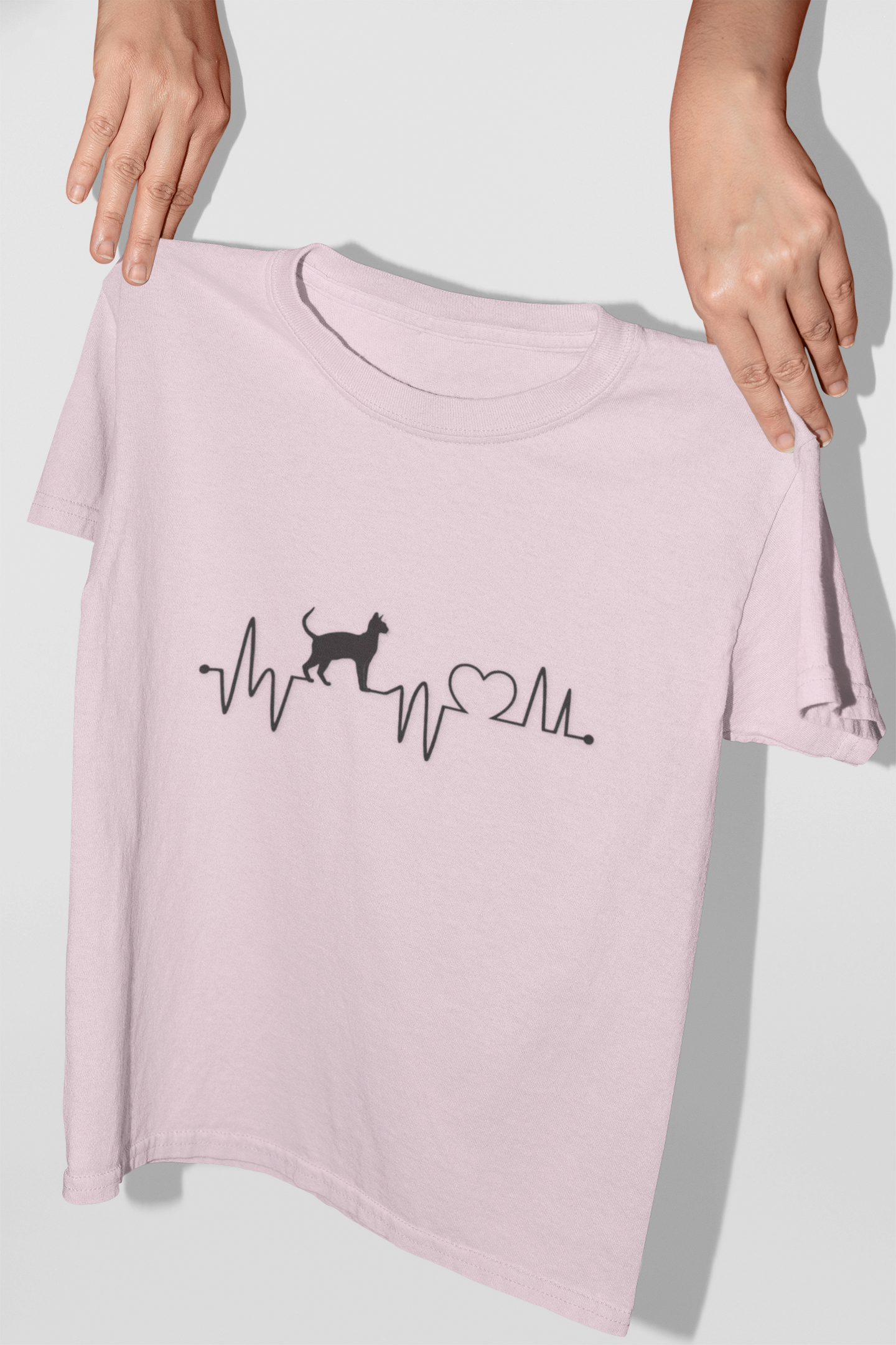Cat Heartbeat T-Shirt — Minimal Cat ECG Design for Cat Lovers