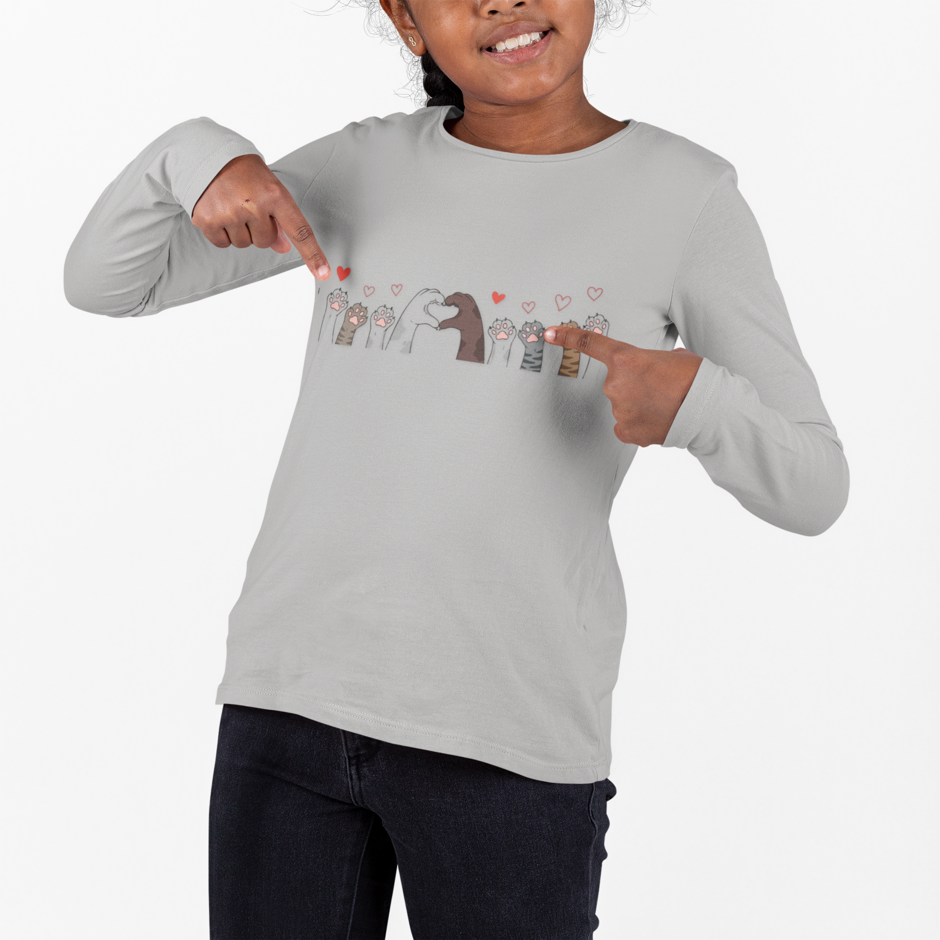 Toddler Tee — Cute Otter Family Long Sleeve Shirt (Hearts)