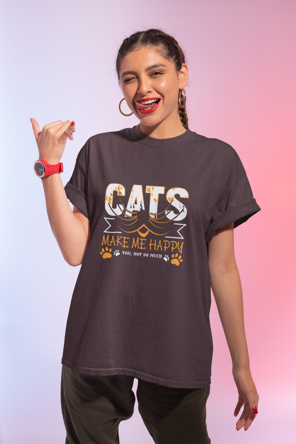 Cats Make Me Happy T-Shirt — Cute Cat Lover Graphic Tee