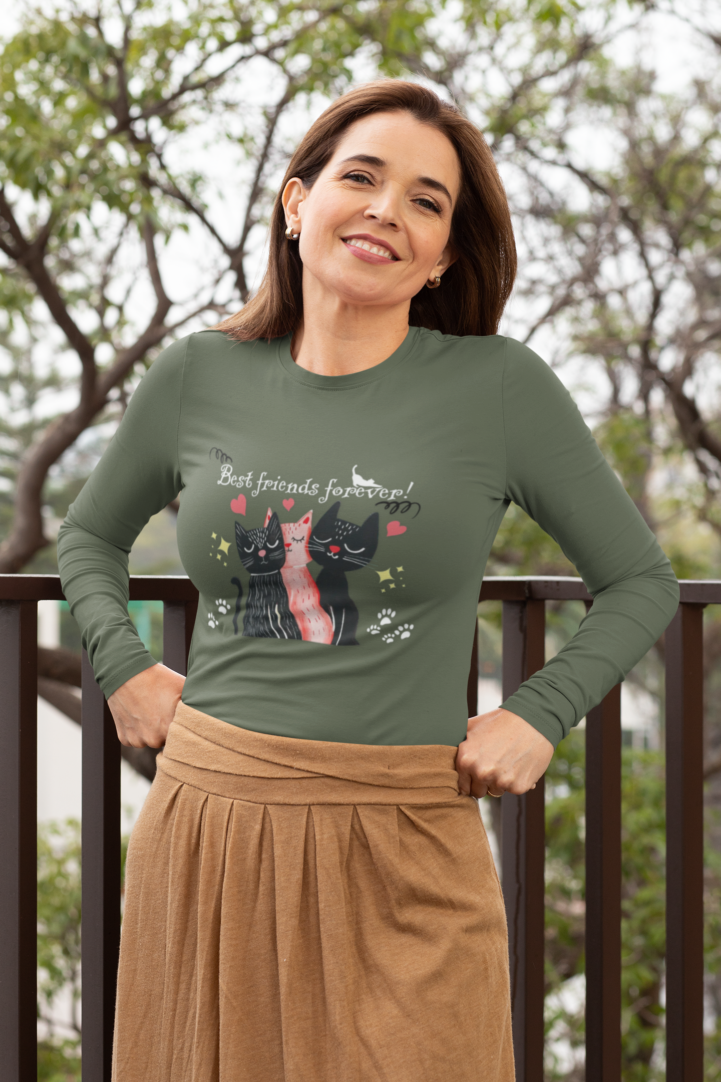 Best Friends Forever Cats Long Sleeve Tee — Cute Cat Friend Graphic Shirt