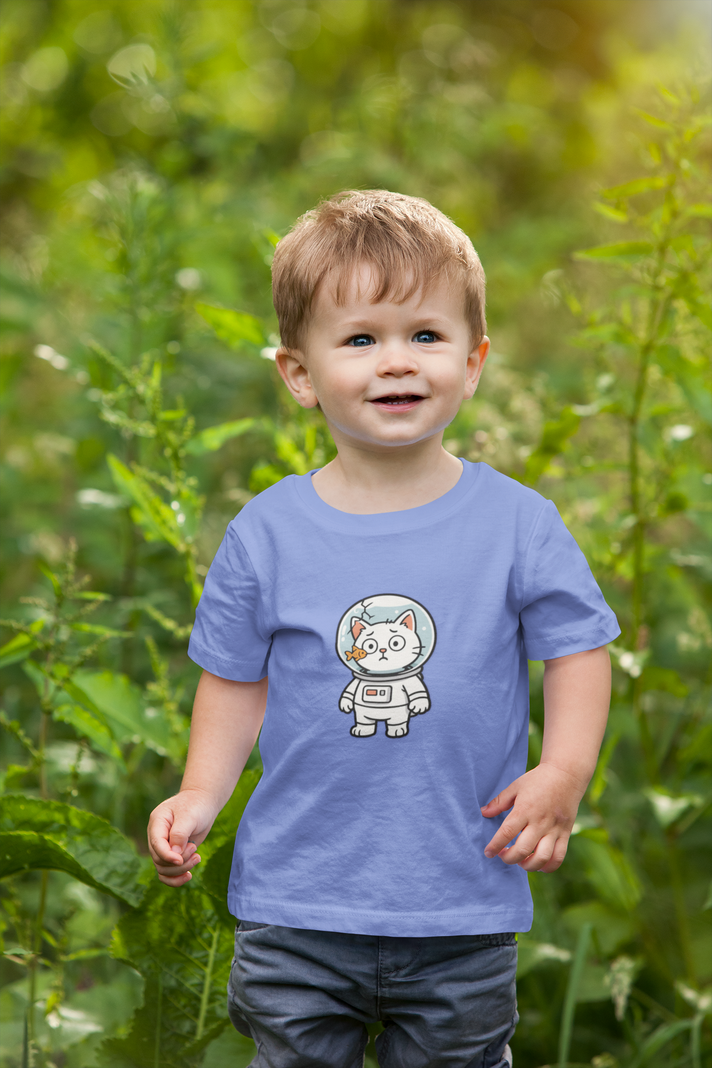 Toddler T-Shirt — Cute Space Cat Astronaut Graphic