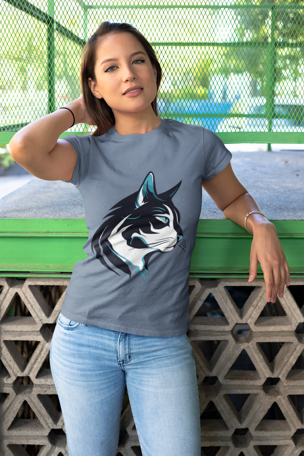 Cat Head Graphic Tee — Stylized Feline Profile Shirt