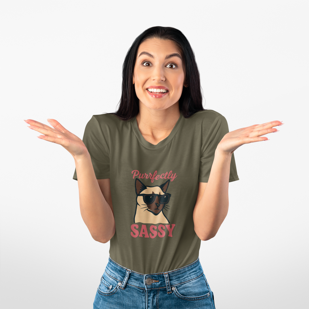 Purrfectly Sassy Cat T-Shirt — Cute Cat with Sunglasses
