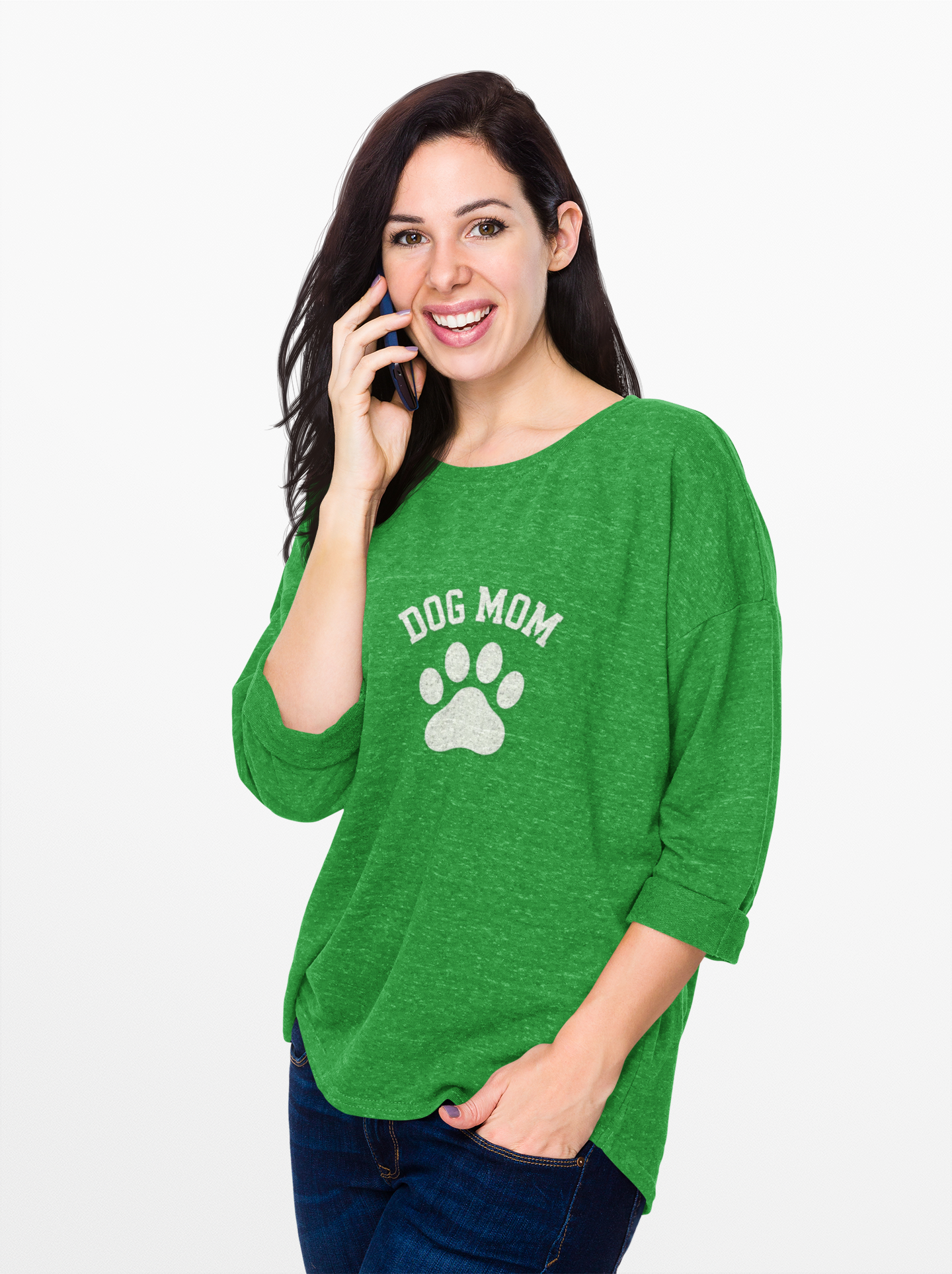 Dog Mom Long Sleeve Tee — Paw Print Graphic Shirt for Dog Lovers
