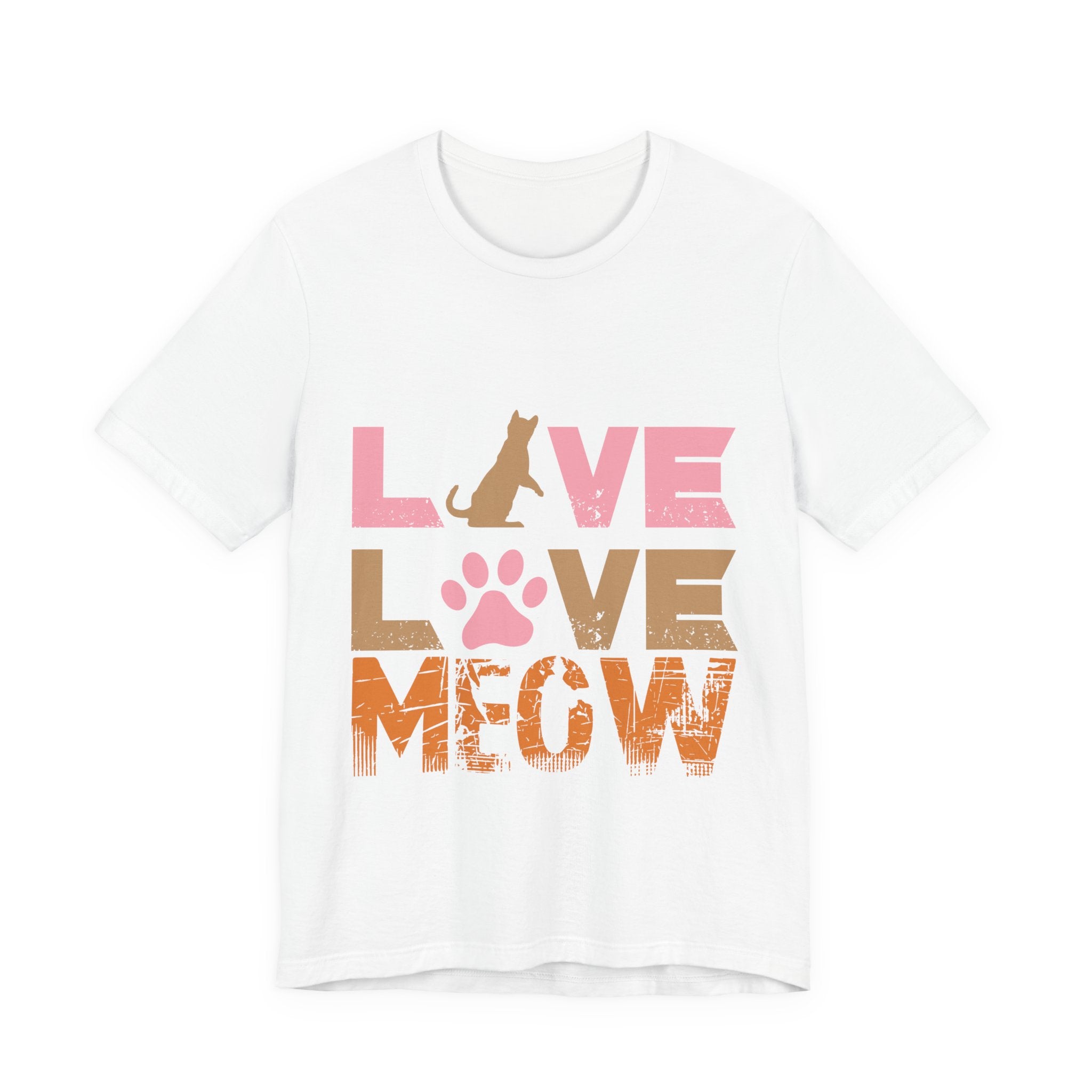 Love Love Meow Cat T-Shirt — Cute Paw Print Graphic Tee for Cat Lovers