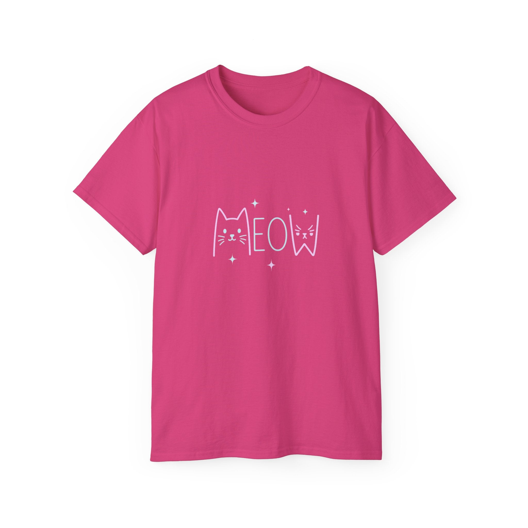 Meow Cat Graphic Tee — Pastel Kitty Faces & 'MEOW' Shirt