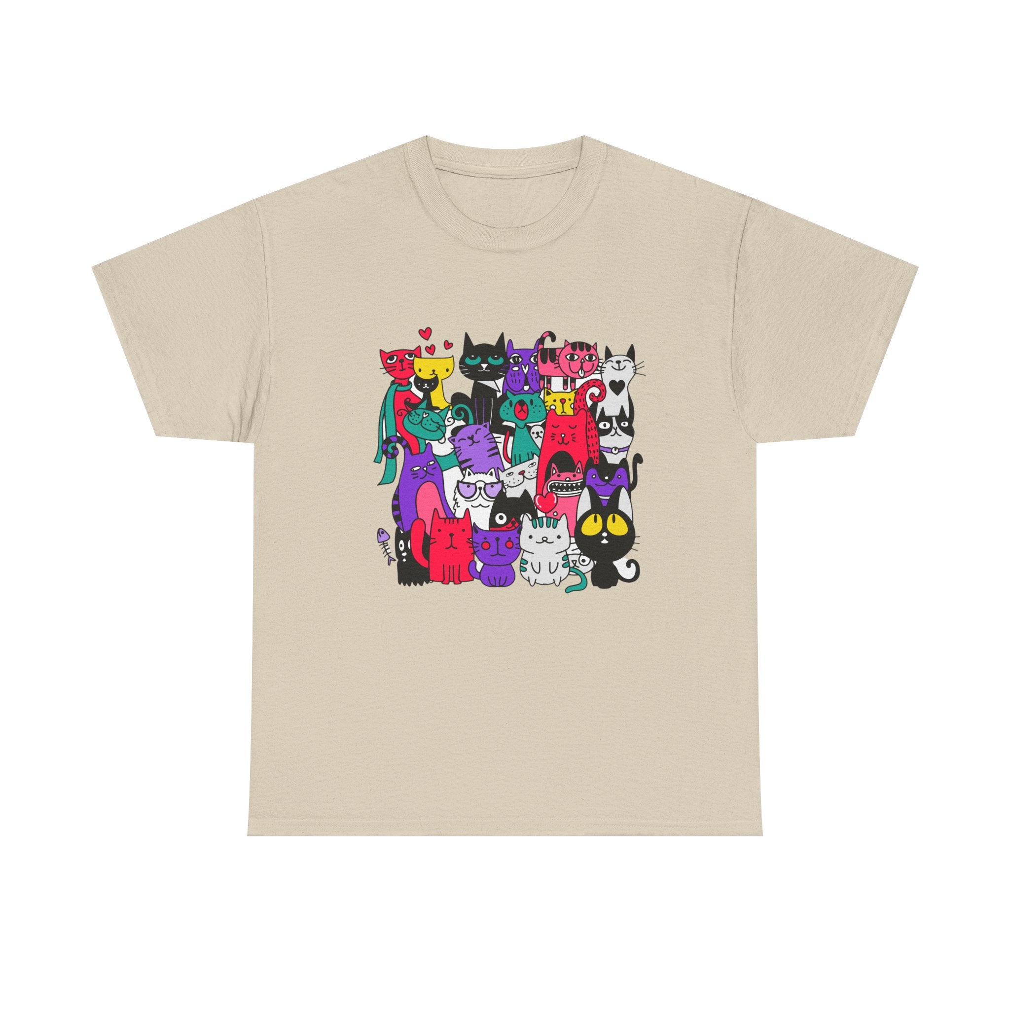 Colorful Cat Squad T-Shirt — Cute Cartoon Cats Graphic Tee