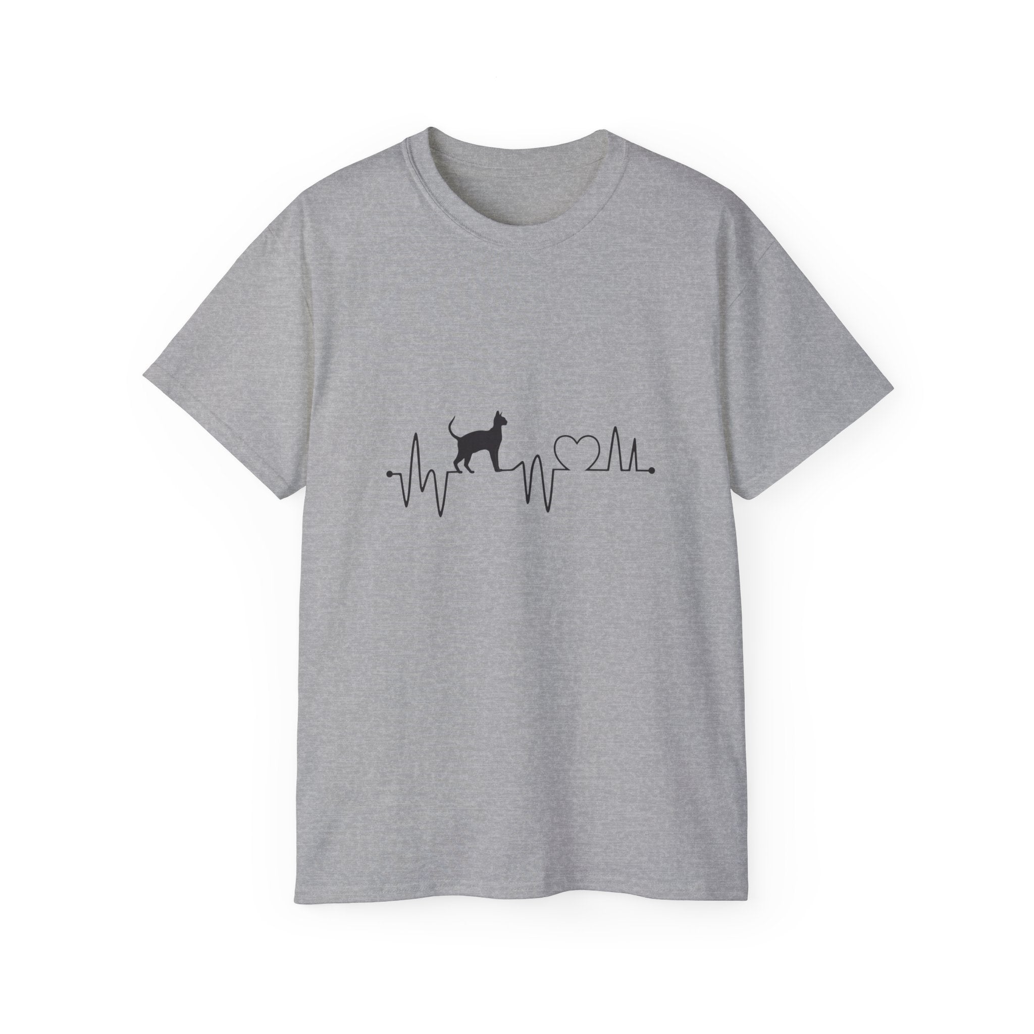 Cat Heartbeat T-Shirt — Minimal Cat ECG Design for Cat Lovers