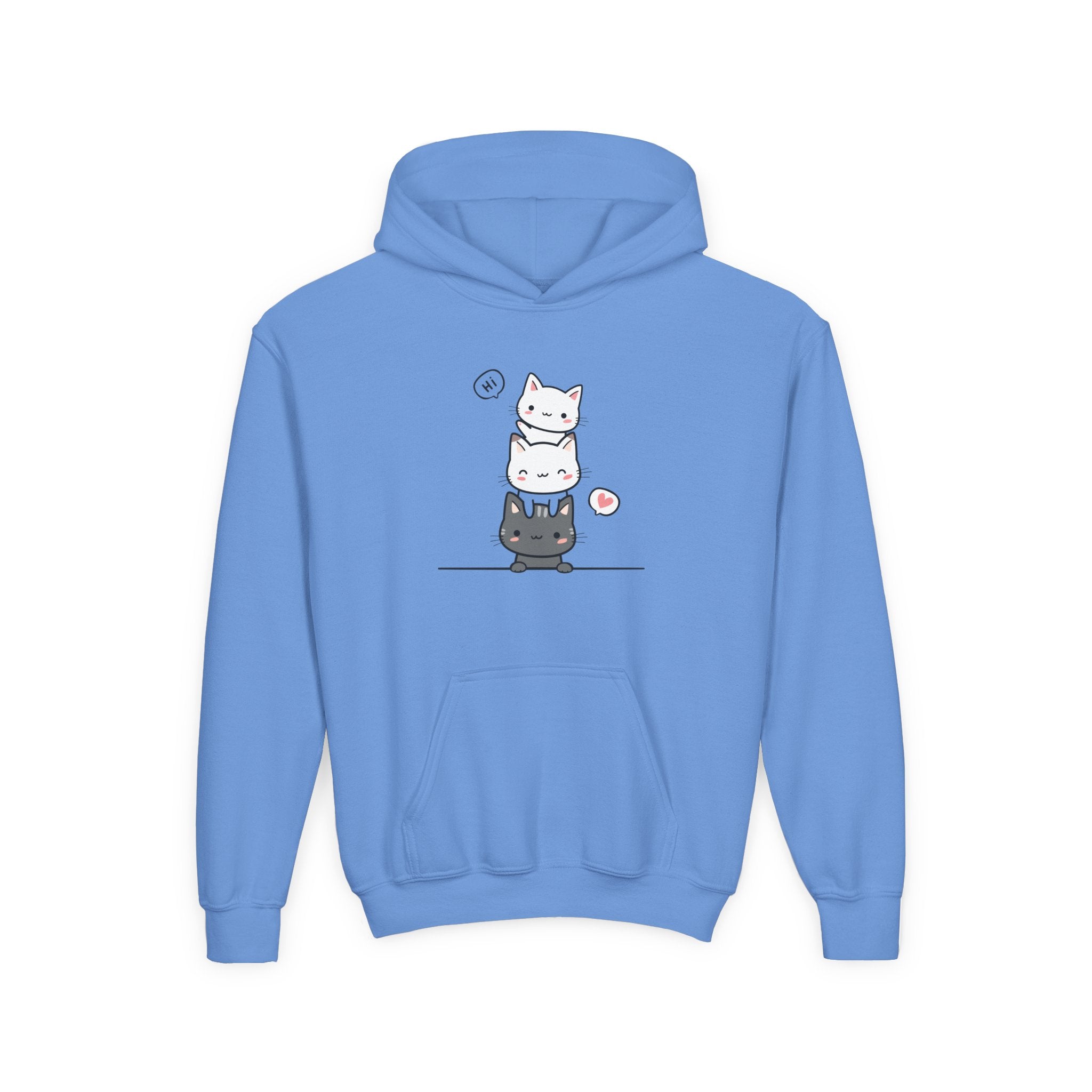 Kids Cute Stacked Cats Hoodie — Adorable Cartoon Kitten Pullover for Children
