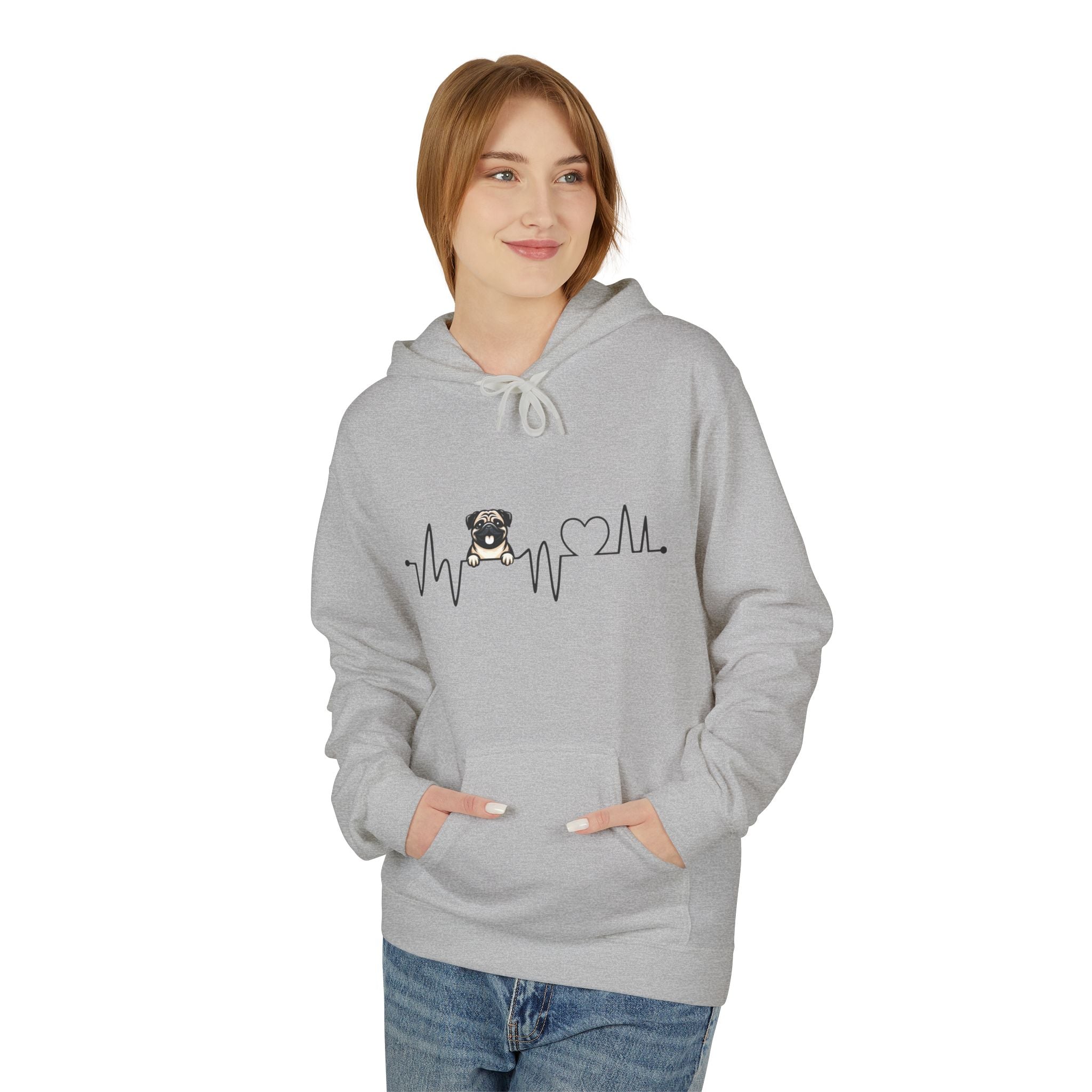 Pug Heartbeat Hoodie — Cute Pug EKG Graphic Sweatshirt