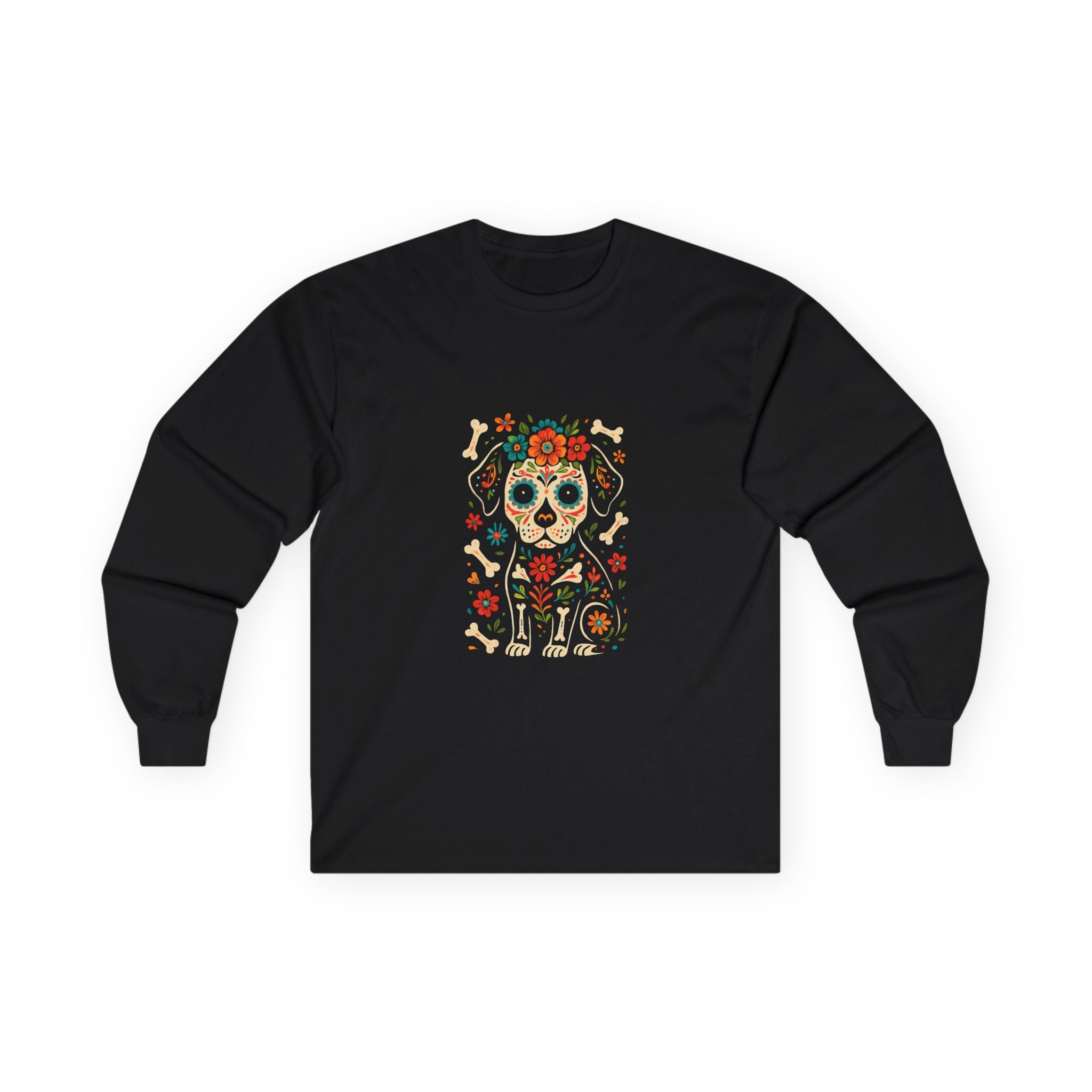 Day of the Dead Sugar Skull Dog Long Sleeve Tee