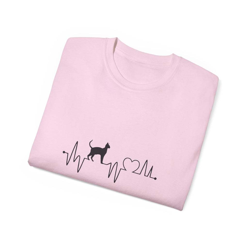 Cat Heartbeat T-Shirt — Minimal Cat ECG Design for Cat Lovers