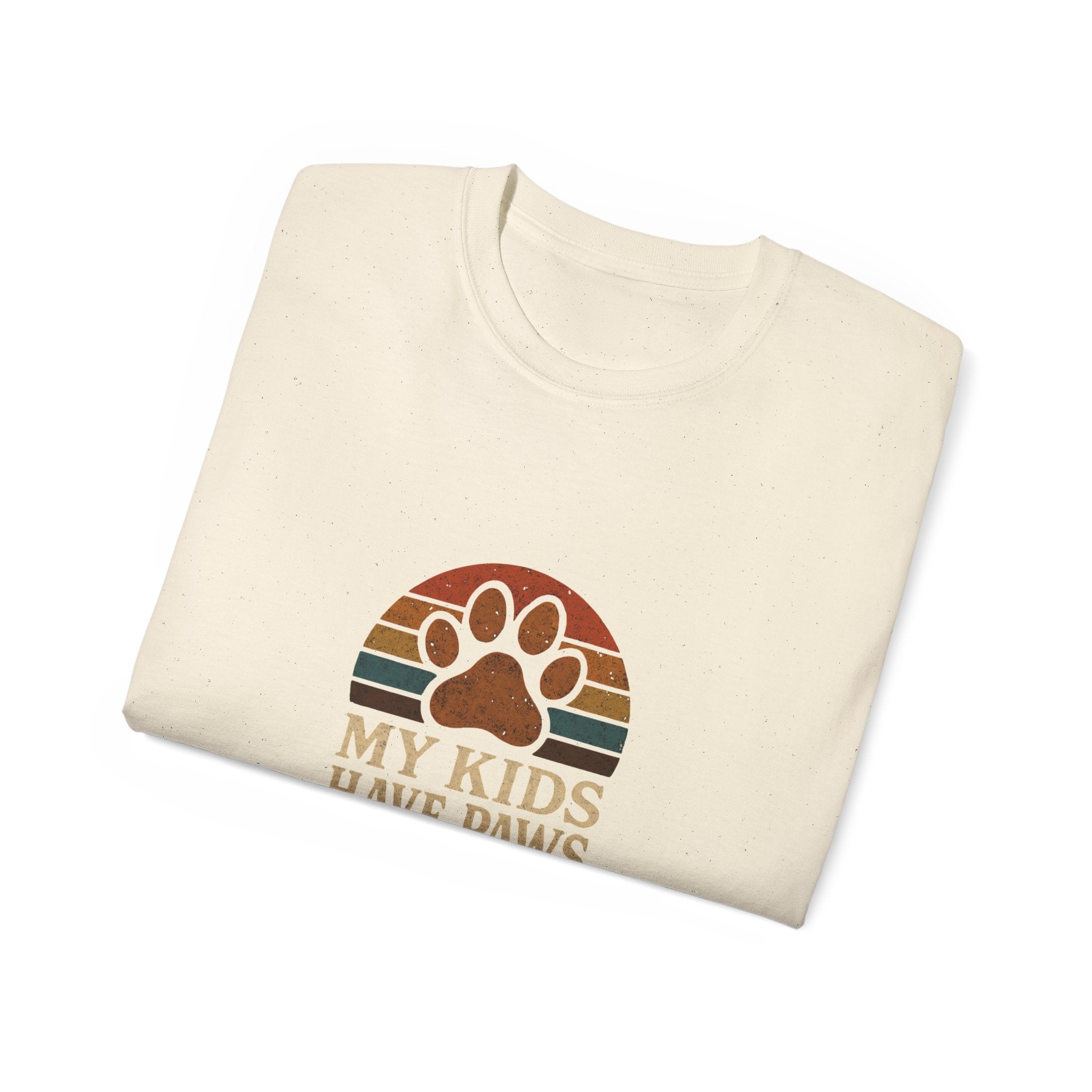 T-Shirt — "My Kids Have Paws" Retro Paw Print Tee