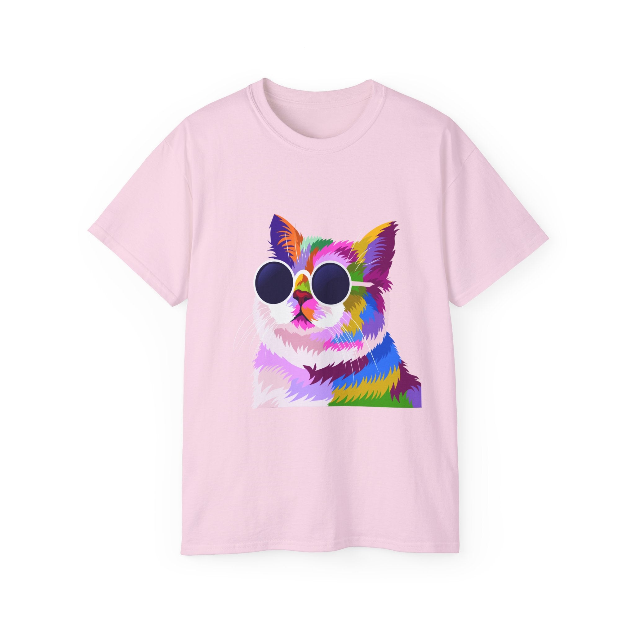 Colorful Cat Sunglasses T‑Shirt — Vibrant Retro Kitty Tee
