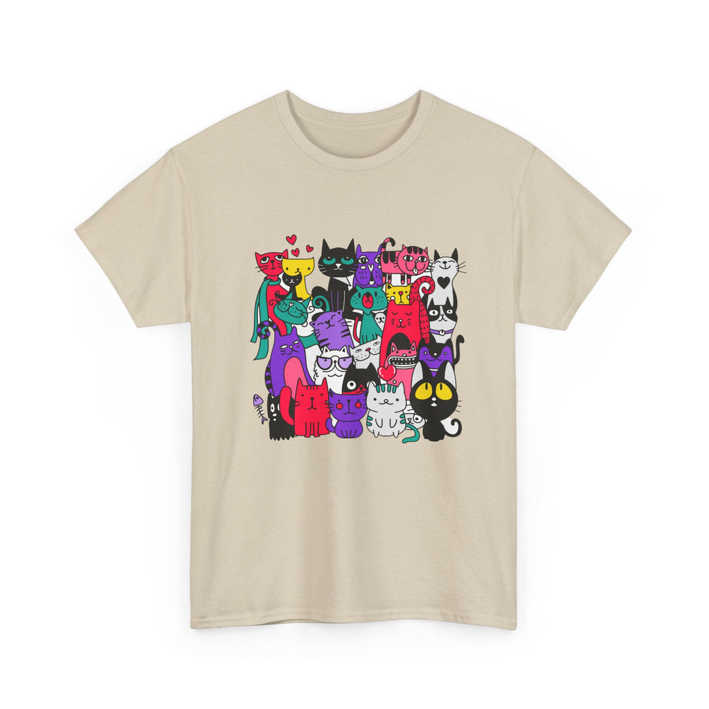 Colorful Cat Squad T-Shirt — Cute Cartoon Cats Graphic Tee