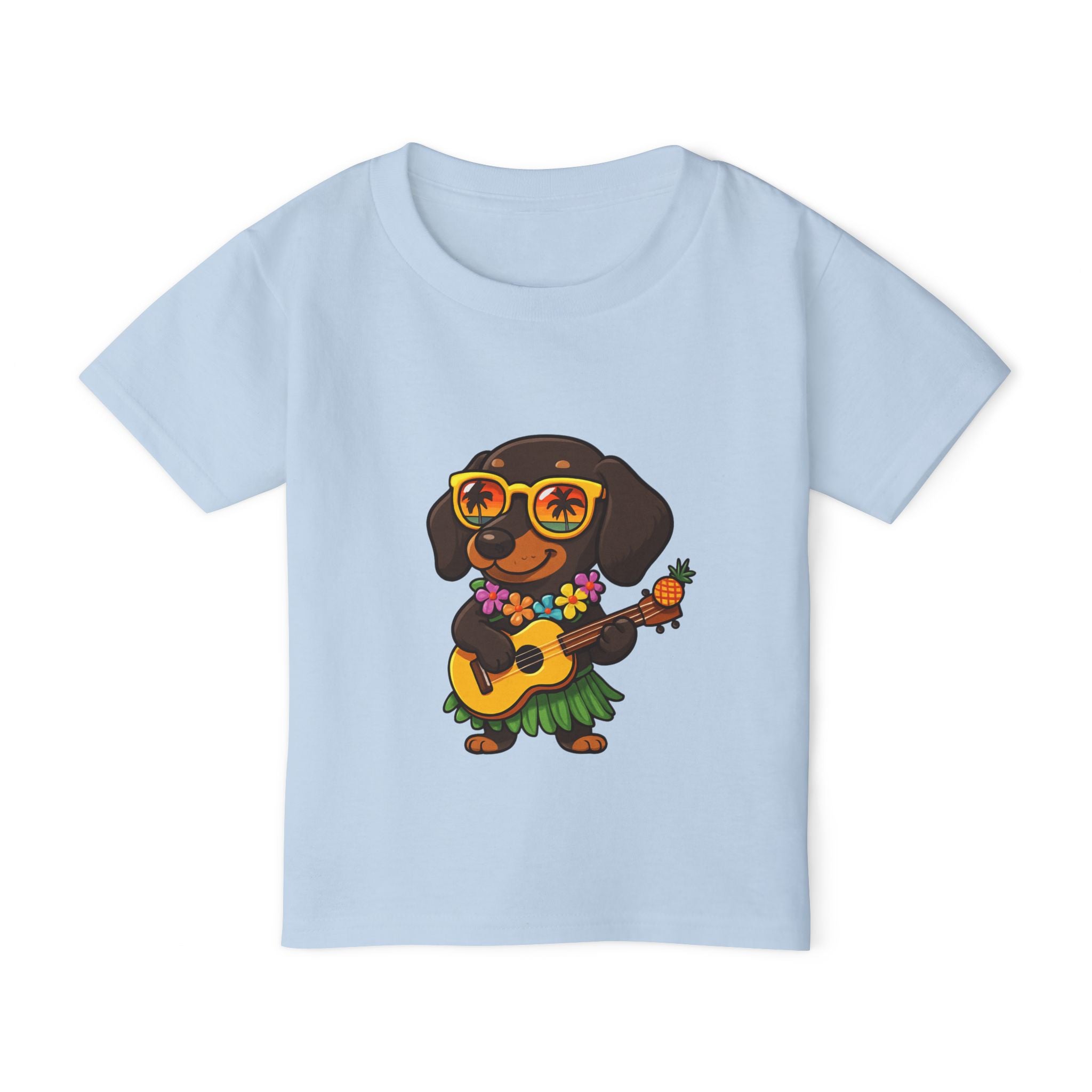 Hawaiian Hula Dachshund Toddler T-Shirt — Cute Ukulele Dog
