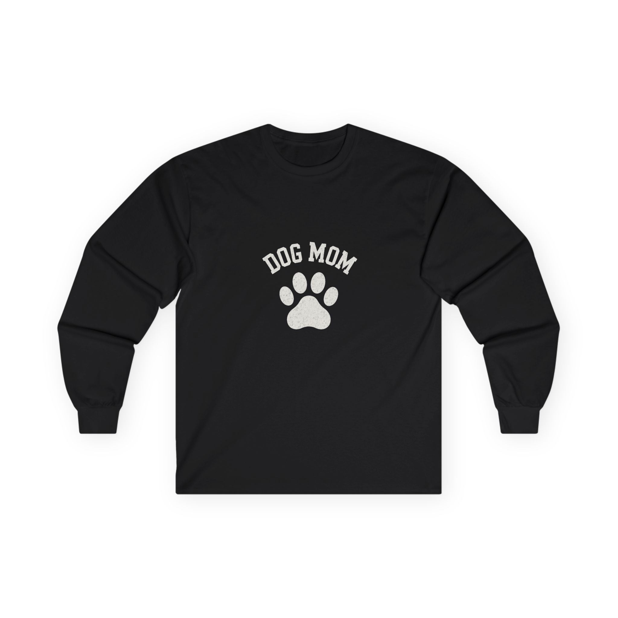 Dog Mom Long Sleeve Tee — Paw Print Graphic Shirt for Dog Lovers