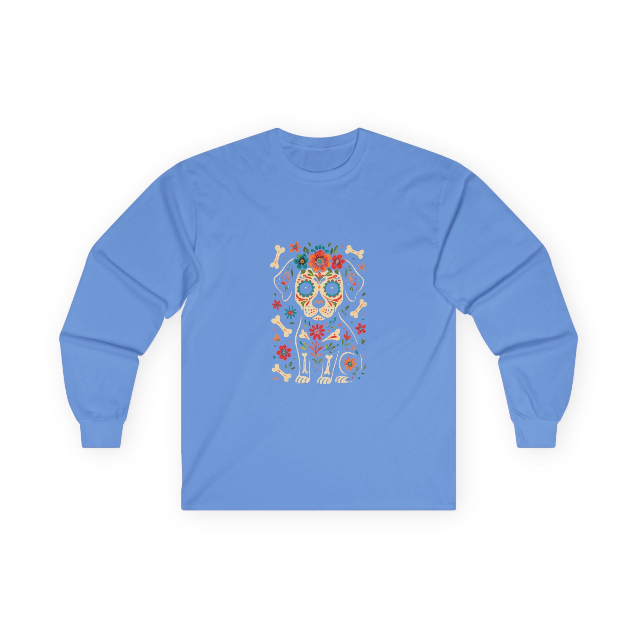 Day of the Dead Sugar Skull Dog Long Sleeve Tee