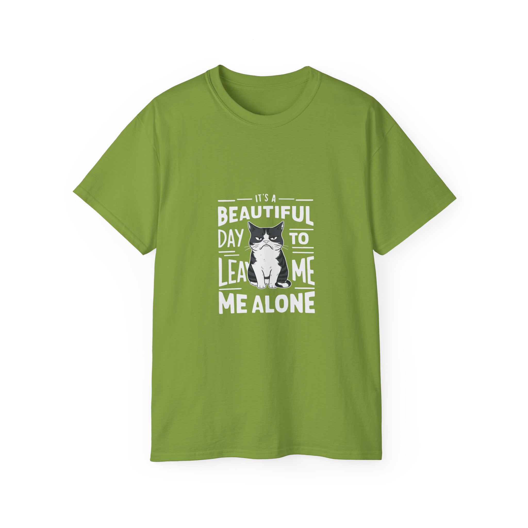 Funny Cat T-Shirt — "It's a Beautiful Day to Leave Me Alone" Graphic Tee