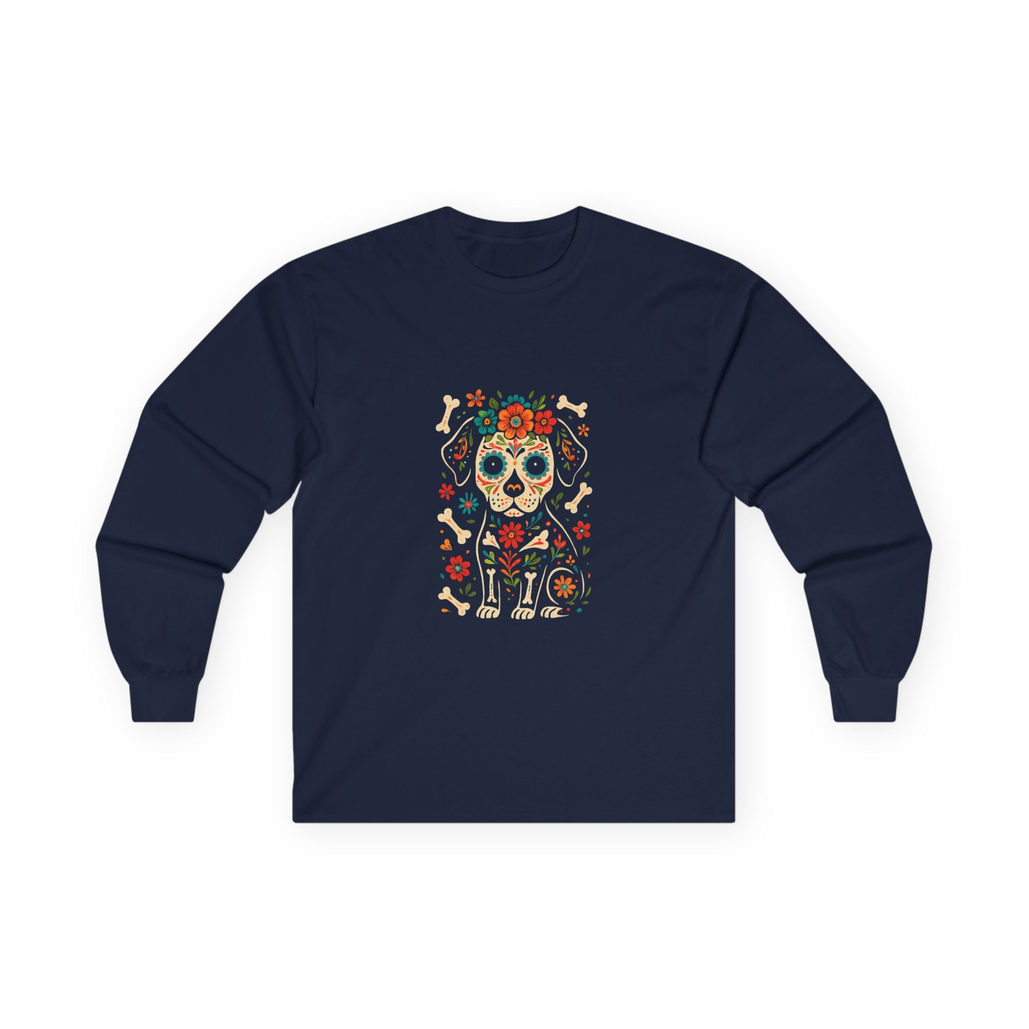 Day of the Dead Sugar Skull Dog Long Sleeve Tee