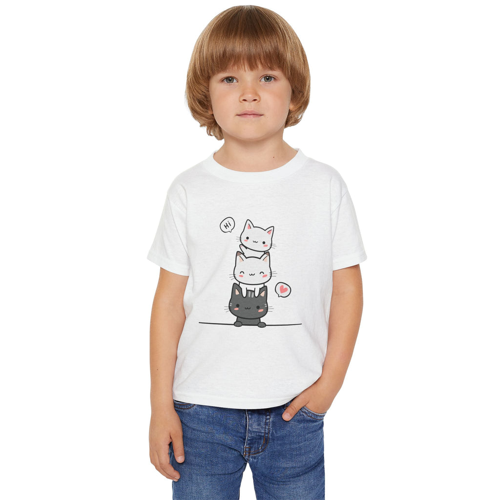 Cute Stacked Kittens Toddler T-Shirt — Cartoon Cat Pile Graphic Tee
