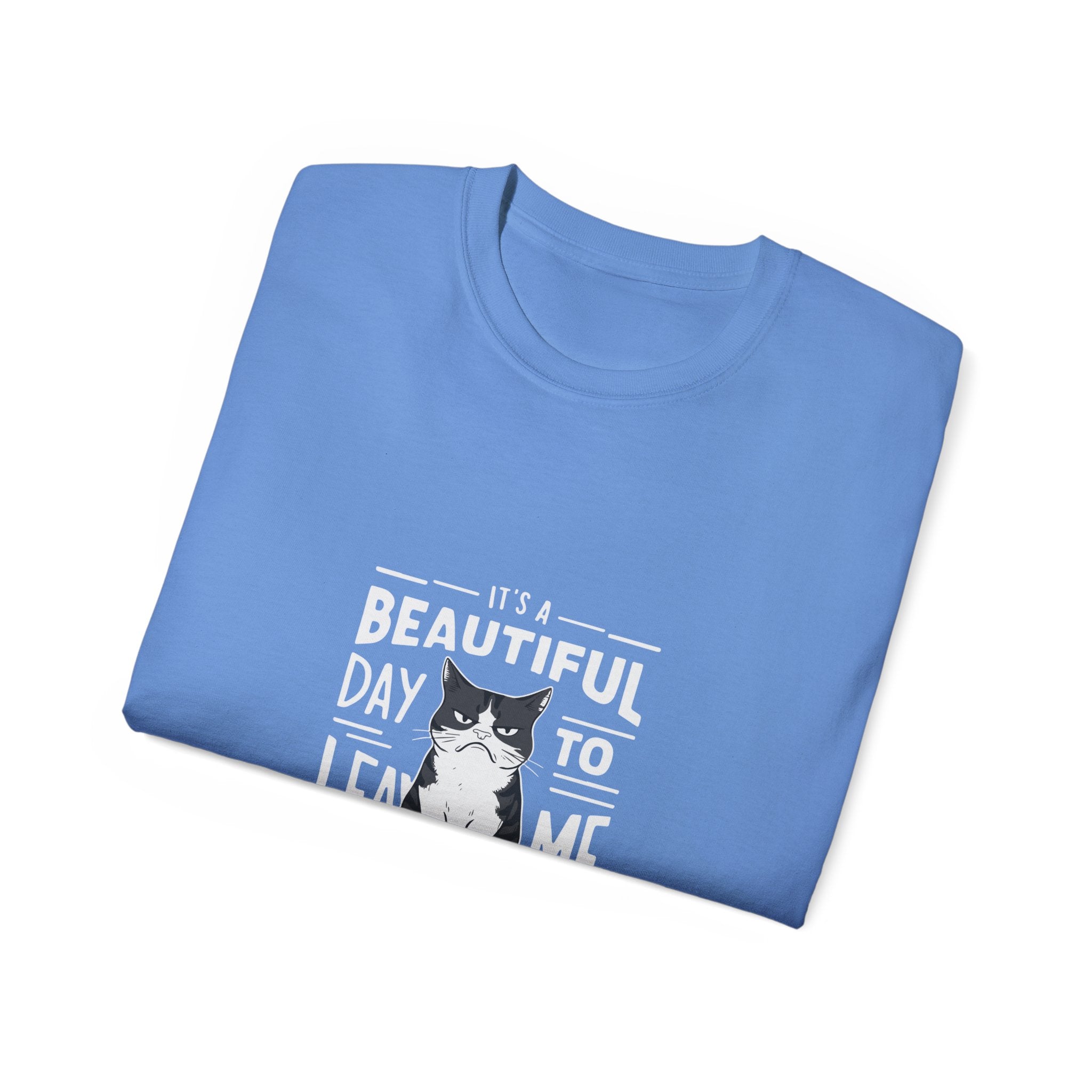 Funny Cat T-Shirt — "It's a Beautiful Day to Leave Me Alone" Graphic Tee