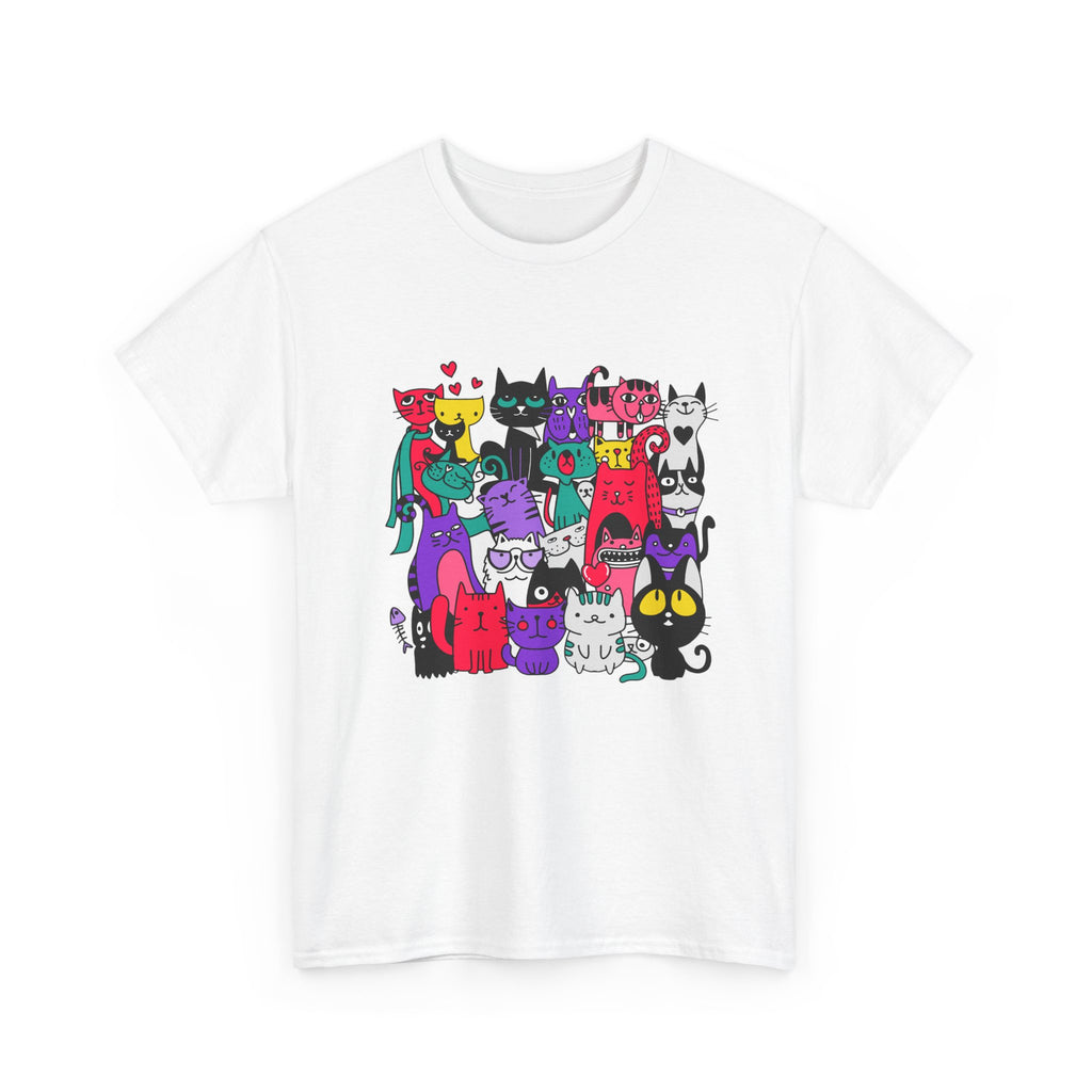 Colorful Cat Squad T-Shirt — Cute Cartoon Cats Graphic Tee