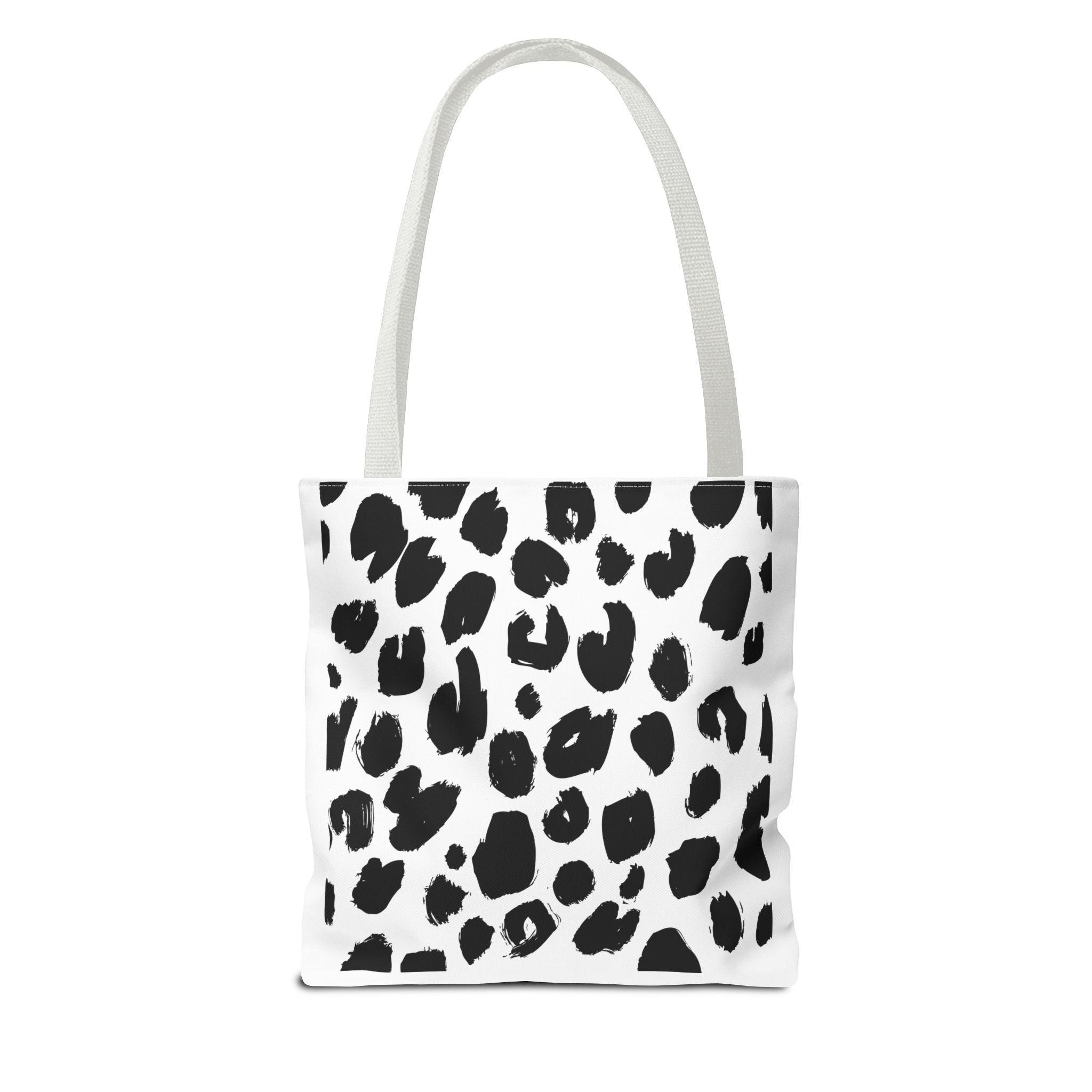 Leopard Spot Black & White Tote Bag — Chic Animal Print All-Over Tote