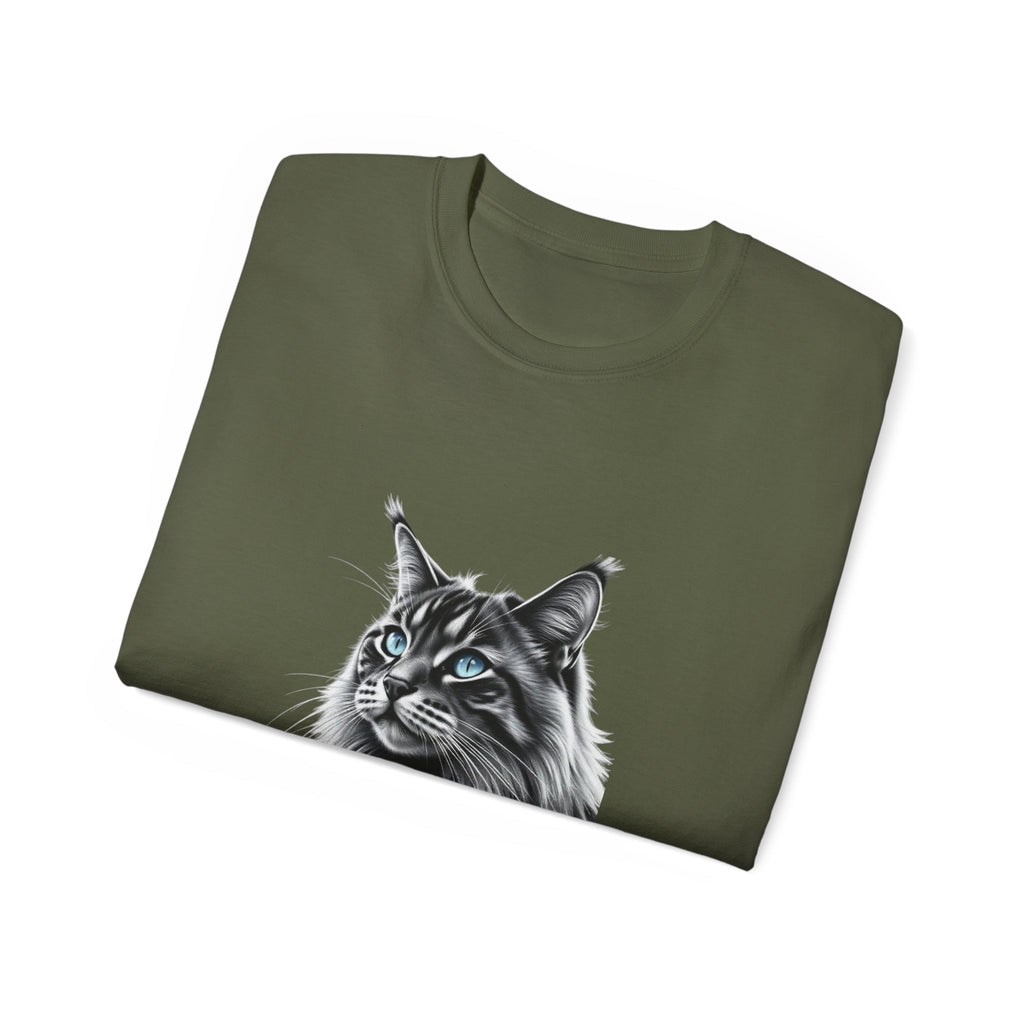 Cat Portrait T-Shirt - "Love My Maine Coon" Graphic Tee