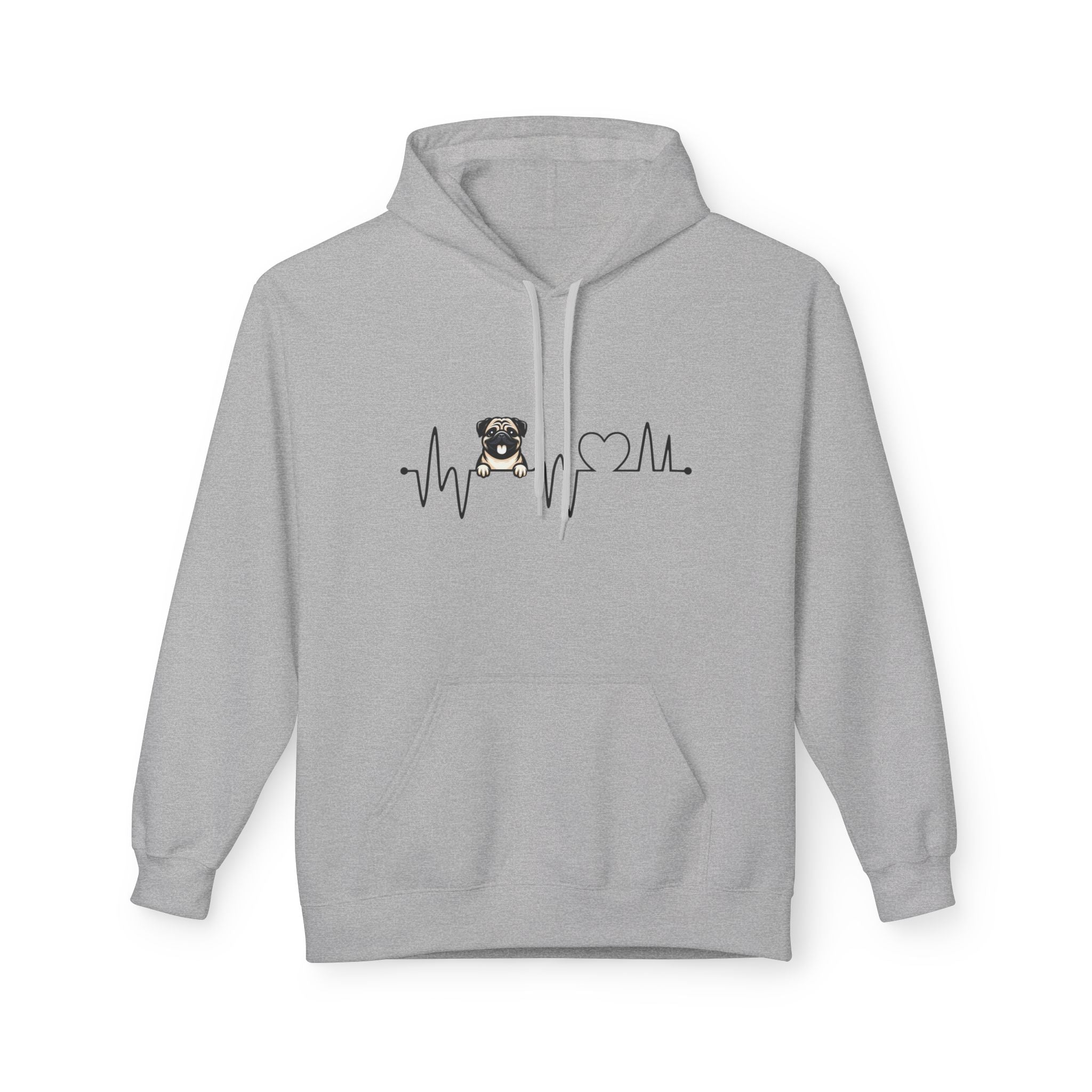 Pug Heartbeat Hoodie — Cute Pug EKG Graphic Sweatshirt