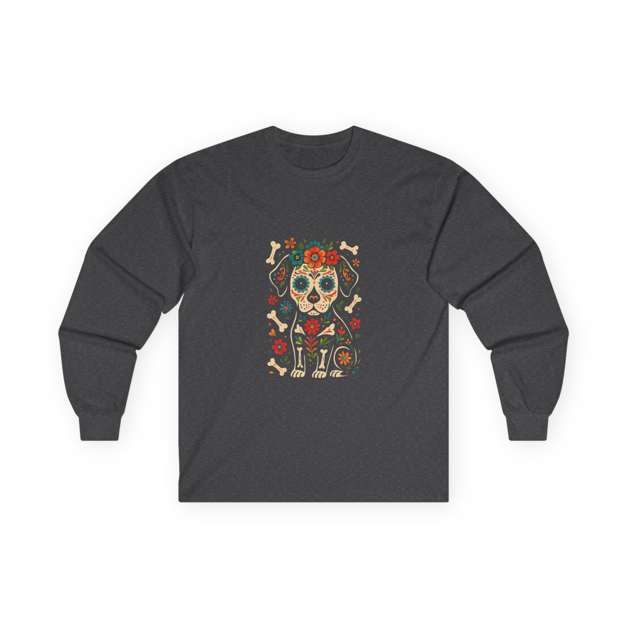 Day of the Dead Sugar Skull Dog Long Sleeve Tee