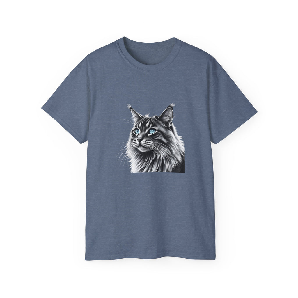 Cat Portrait T-Shirt - "Love My Maine Coon" Graphic Tee