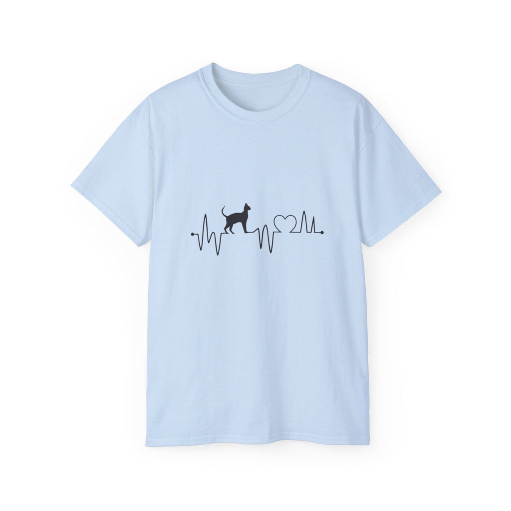 Cat Heartbeat T-Shirt — Minimal Cat ECG Design for Cat Lovers