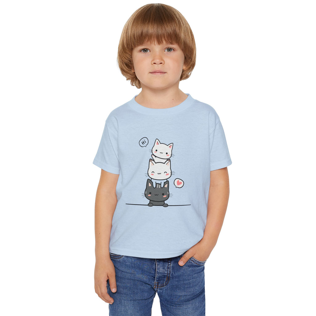 Cute Stacked Kittens Toddler T-Shirt — Cartoon Cat Pile Graphic Tee
