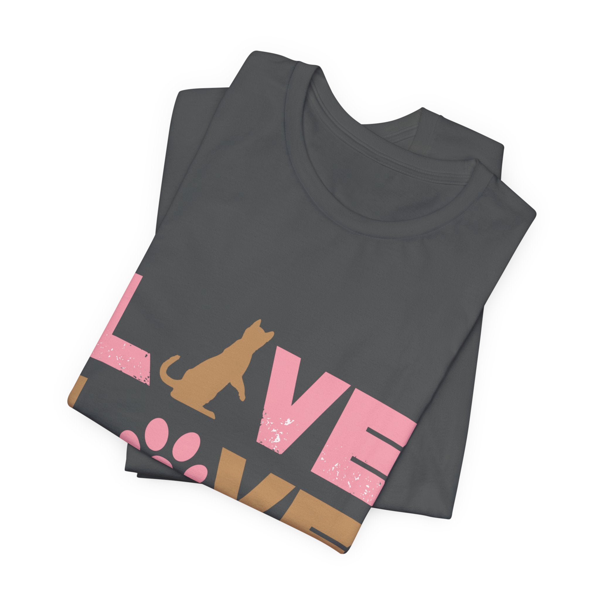 Love Love Meow Cat T-Shirt — Cute Paw Print Graphic Tee for Cat Lovers