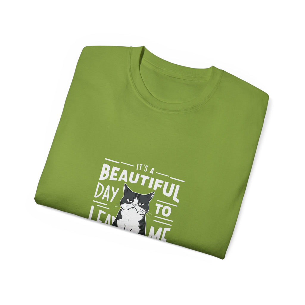 Funny Cat T-Shirt — "It's a Beautiful Day to Leave Me Alone" Graphic Tee