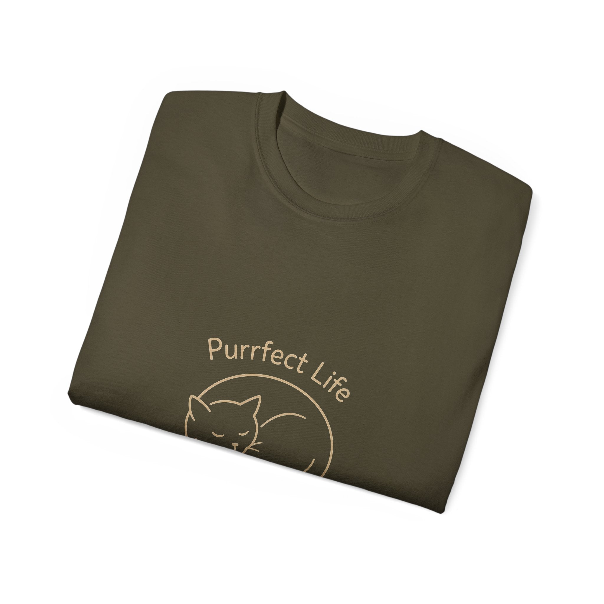 Purrfect Life Cat T-Shirt — Cute Sleeping Cat Tee for Cat Lovers