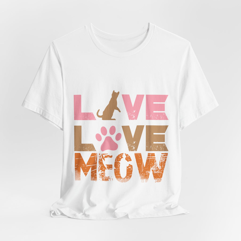 Love Love Meow Cat T-Shirt — Cute Paw Print Graphic Tee for Cat Lovers
