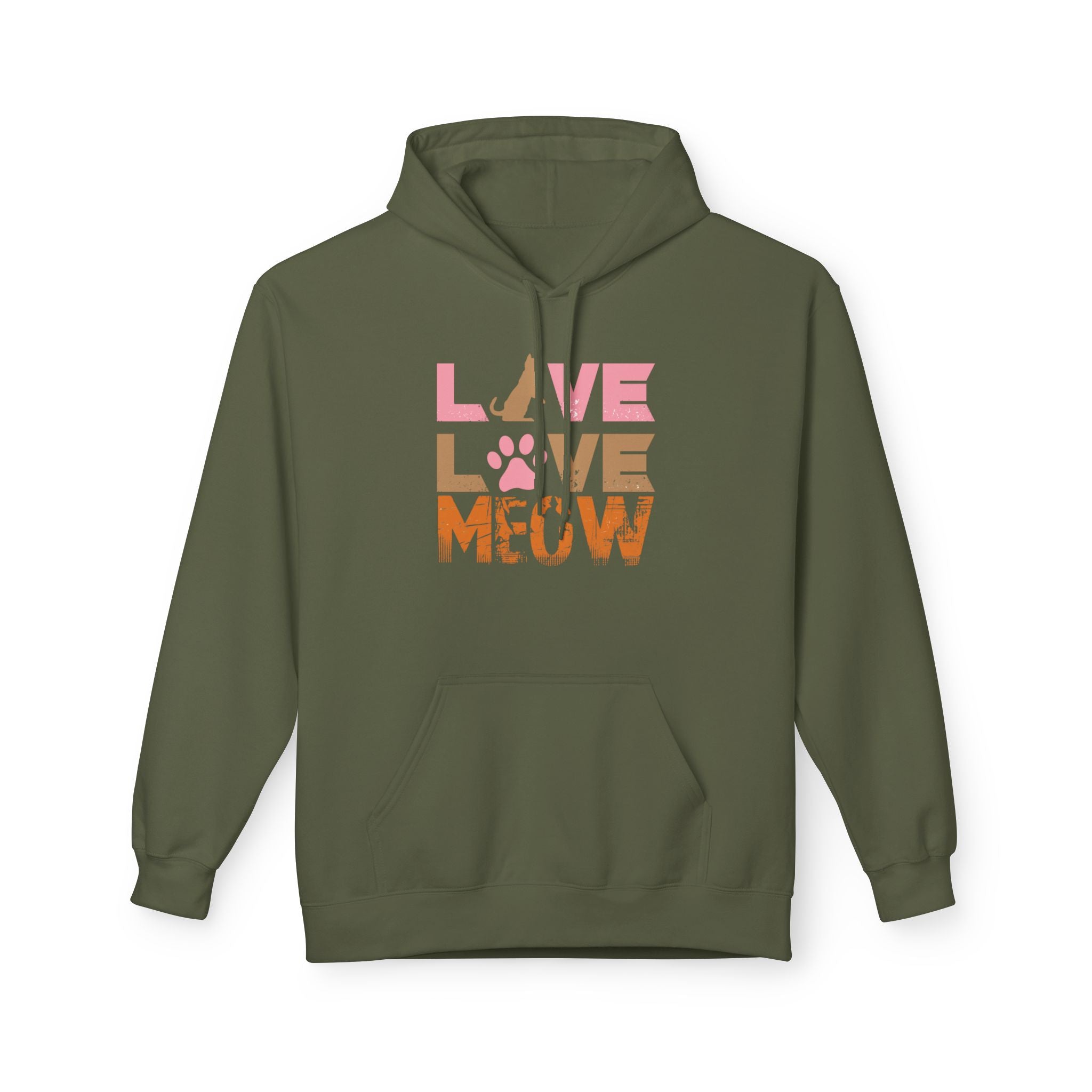 Love Love Meow Hoodie — Cute Cat Paw Graphic Pullover