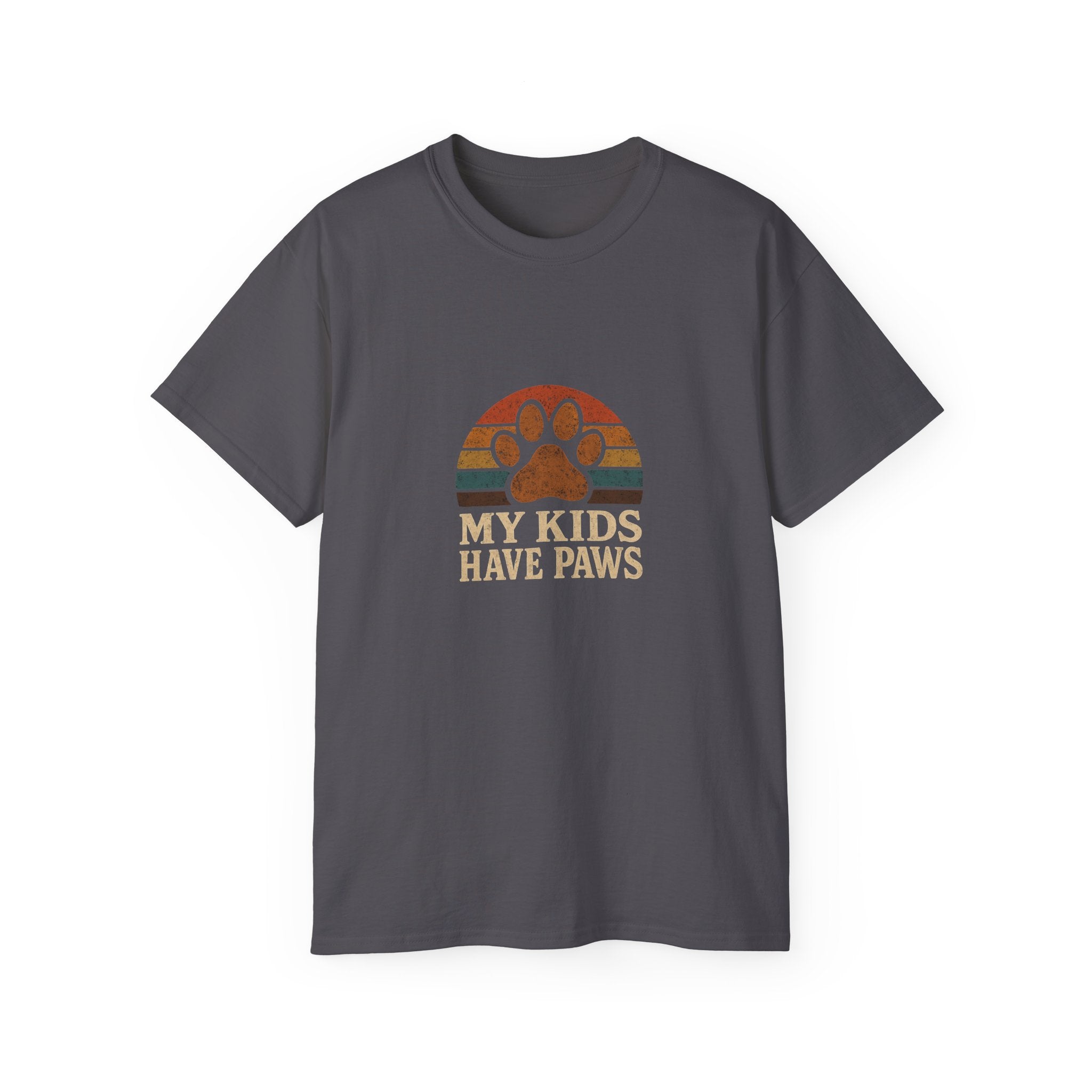 T-Shirt — "My Kids Have Paws" Retro Paw Print Tee