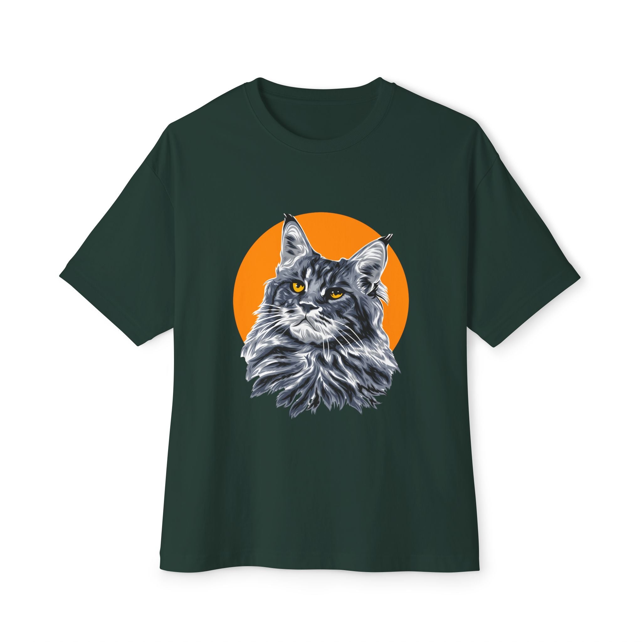 Maine Coon Portrait Tee — Oversized Boxy Cat T‑Shirt