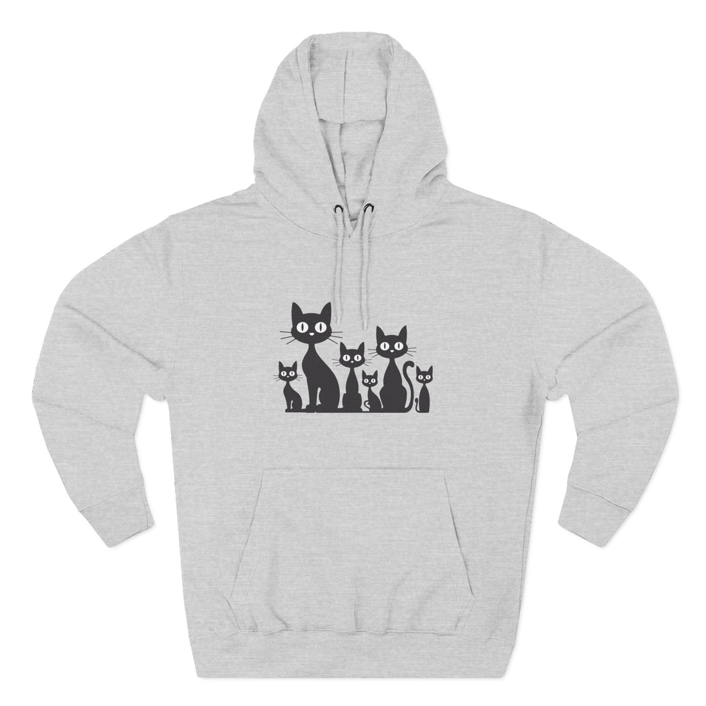 Cat Family Fleece Hoodie — Cute Black Cat Graphic Pullover