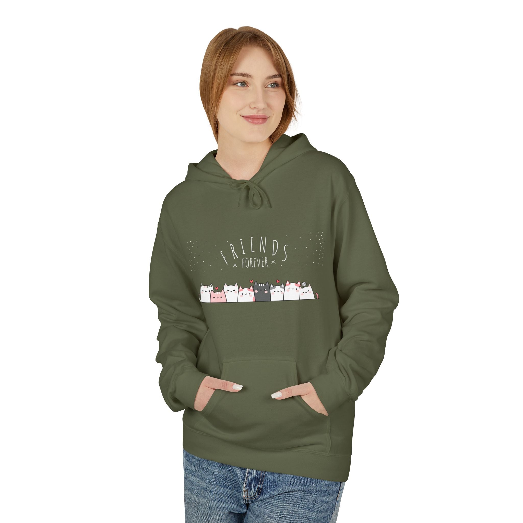 Friends Forever Cat Hoodie – Cute Kawaii Kitty Pullover