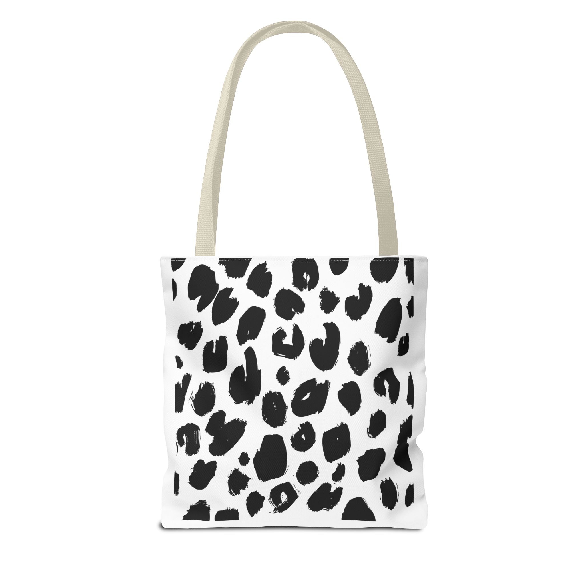 Leopard Spot Black & White Tote Bag — Chic Animal Print All-Over Tote