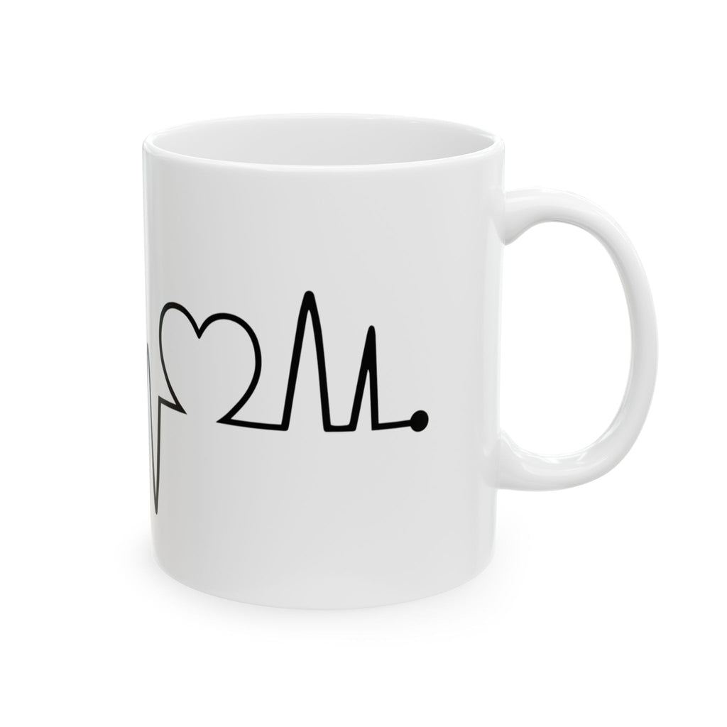 Pug Heartbeat Ceramic Mug — Cute Pug Lover Coffee Mug 11oz