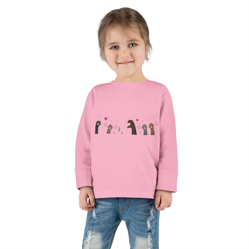 Toddler Tee — Cute Otter Family Long Sleeve Shirt (Hearts)